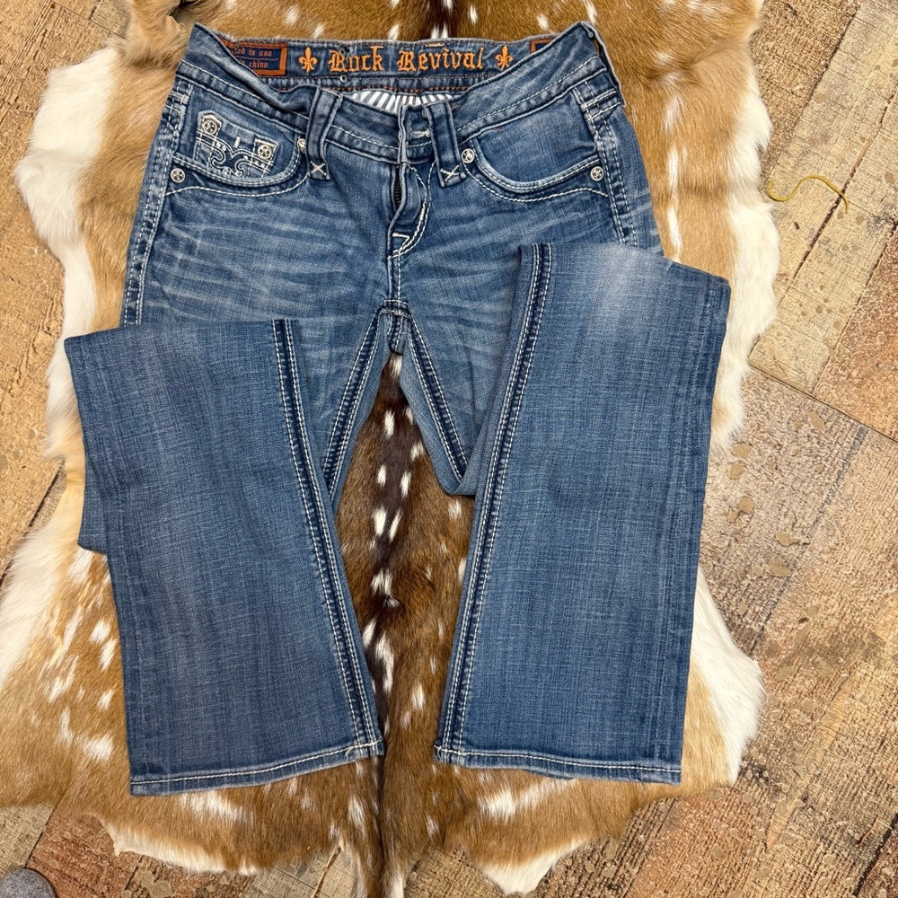 Rock Revival Blue Boot Cut Jeans with Classic Style